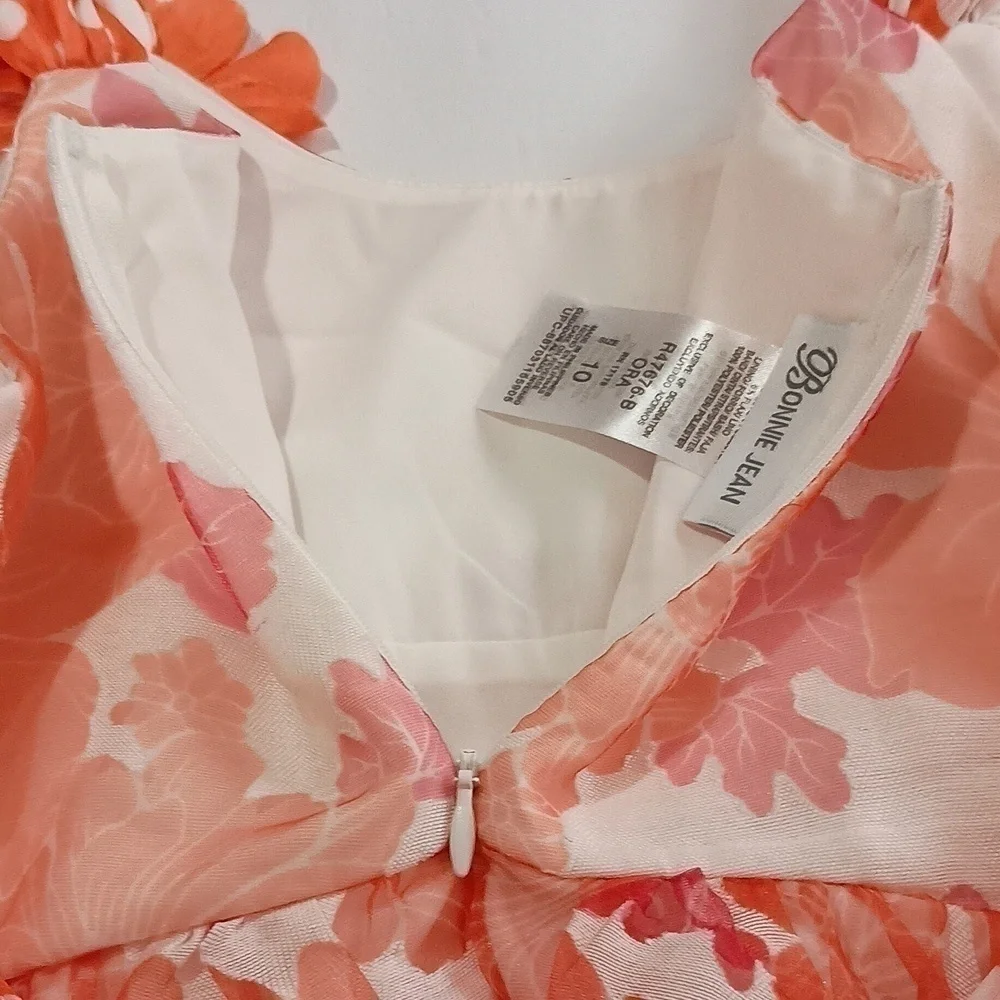 Bonnie Jean Floral Orange and Pink Girls Sundress. Size 10